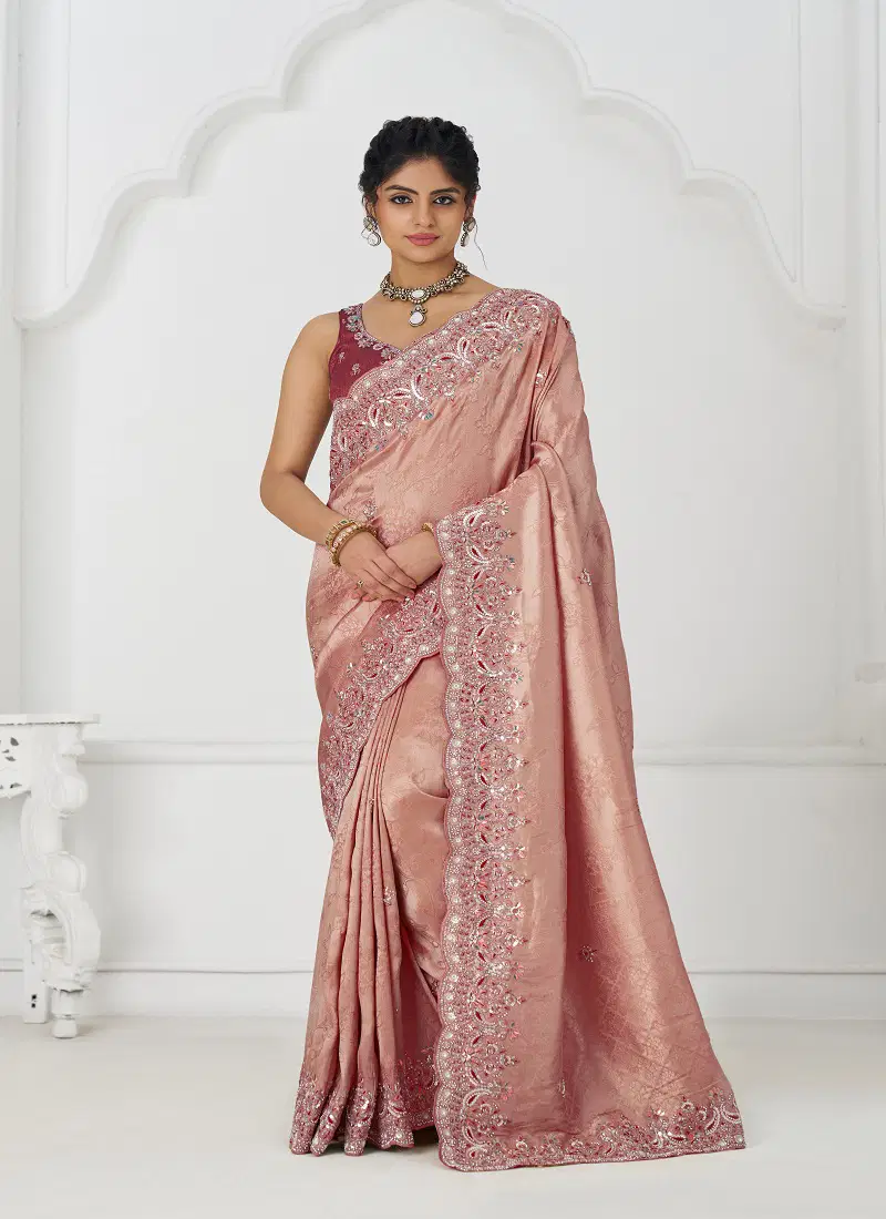 Kf 101 Pink Pure Dola Viscouse Silk Saree Wholesale Market Surat